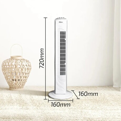 Ventilador Torre Vertical 3 Velocidades c/Oscilación y Timer Blanco