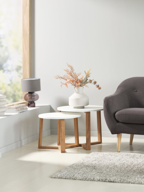 Mesas nido SVENSTRUP Ø60/50 blanco/roble Mesas nido SVENSTRUP Ø60/50 blanco/roble