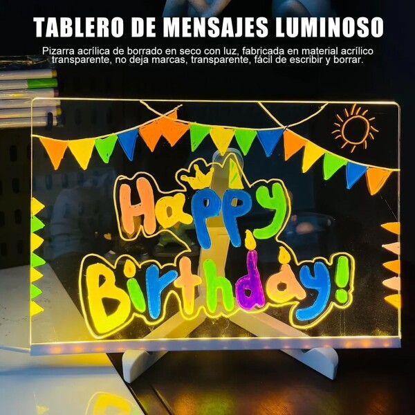 Pizarra Magica Led Luz Usb Soporte Acrilica Luminosa Pizarra Magica Led Luz Usb Soporte Acrilica Luminosa