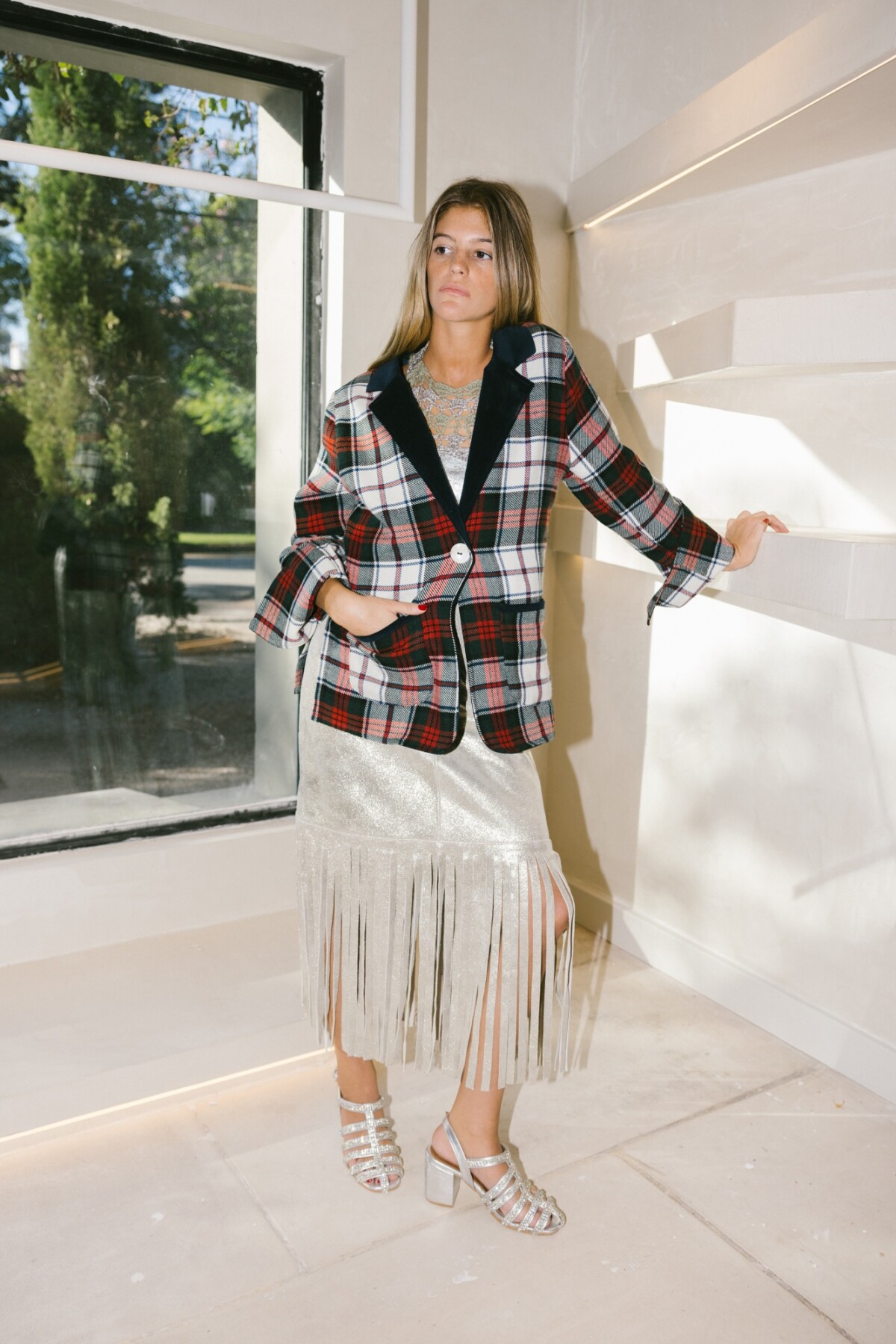 School Blazer Cuadrille Blanco/rojo