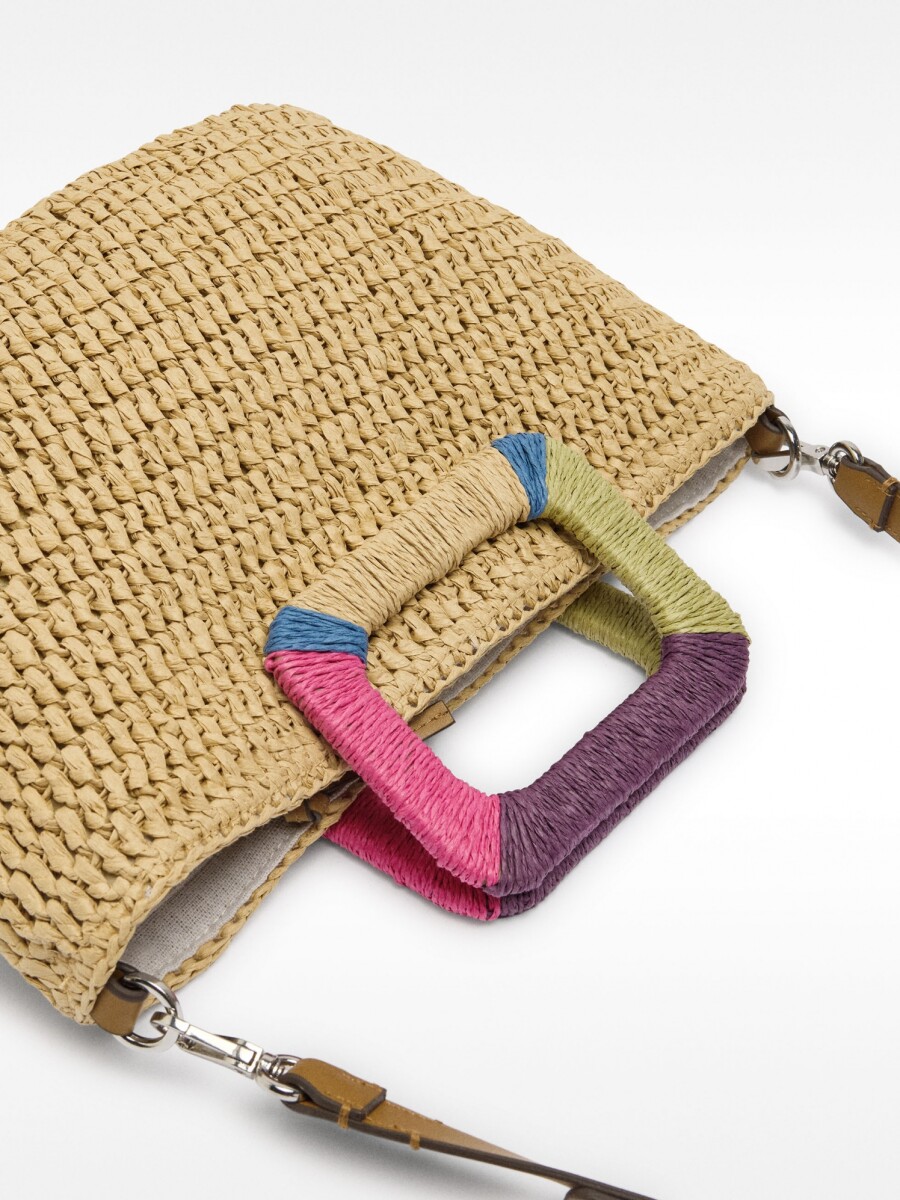 Bolso Tote Efecto Rafia Con Asa Multicolor natural