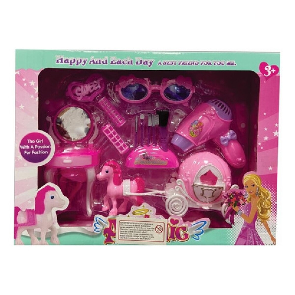 Set de belleza de juguete con accesorios 