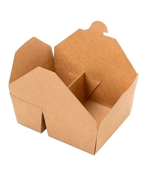 Caja kraft para comida con 2 compartimentos - 50 unidades Caja kraft para comida con 2 compartimentos - 50 unidades