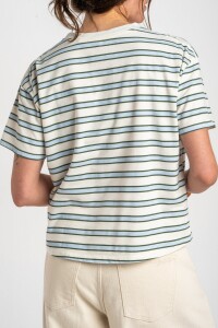 Remera Rayada Algodón Celeste
