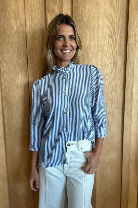 Camisa Carlotta 2.0 Lino Raya azul mediana
