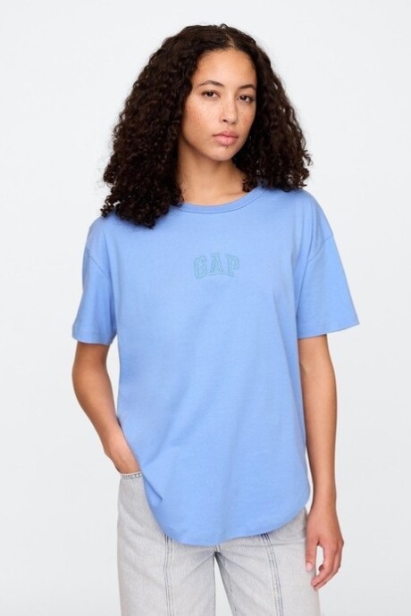 Remera Boyfriend Logo Gap Mujer Shirting Blue