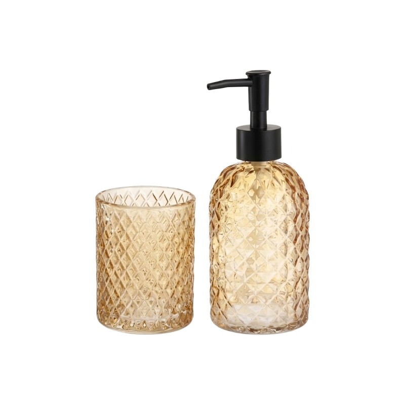 SET DISPENSADOR/VASO AMBAR P/BAÑO Unica