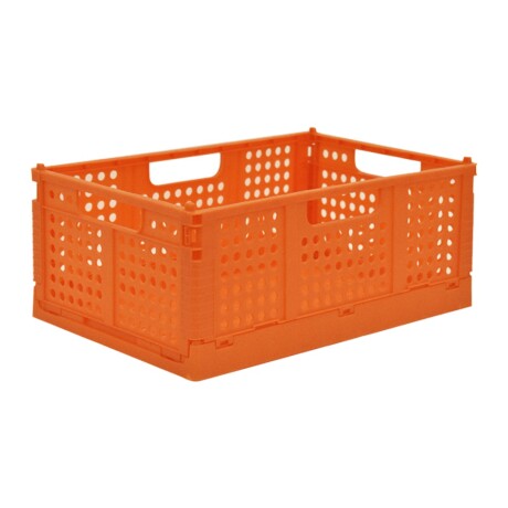 Cajón Organizador M Caja Plástica Plegable Apilable Multiuso Naranja