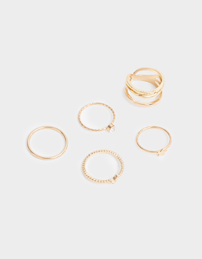 Sets Anillos Strass Anillos Sets De Metal - Dorado