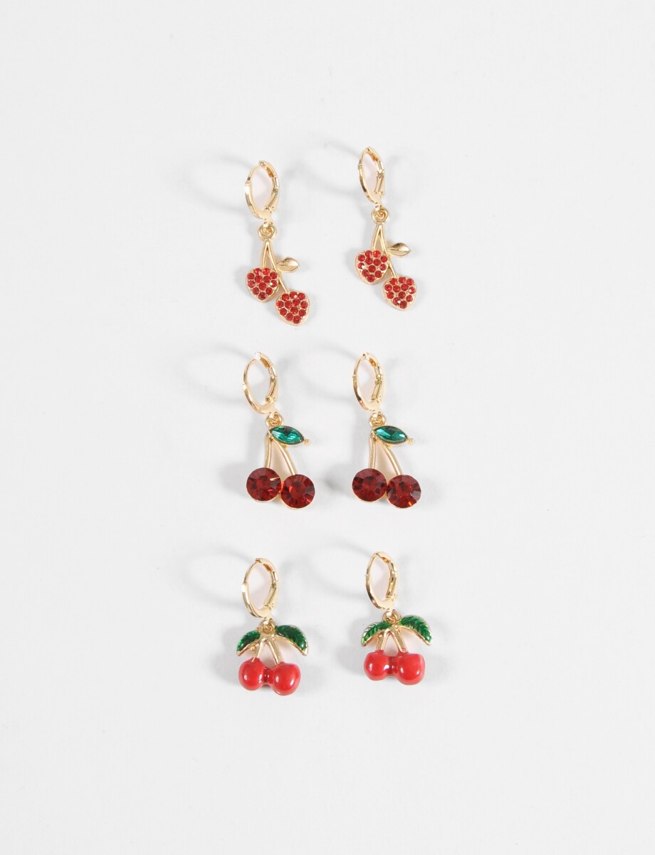 Set de aros dije cherry - dorado 
