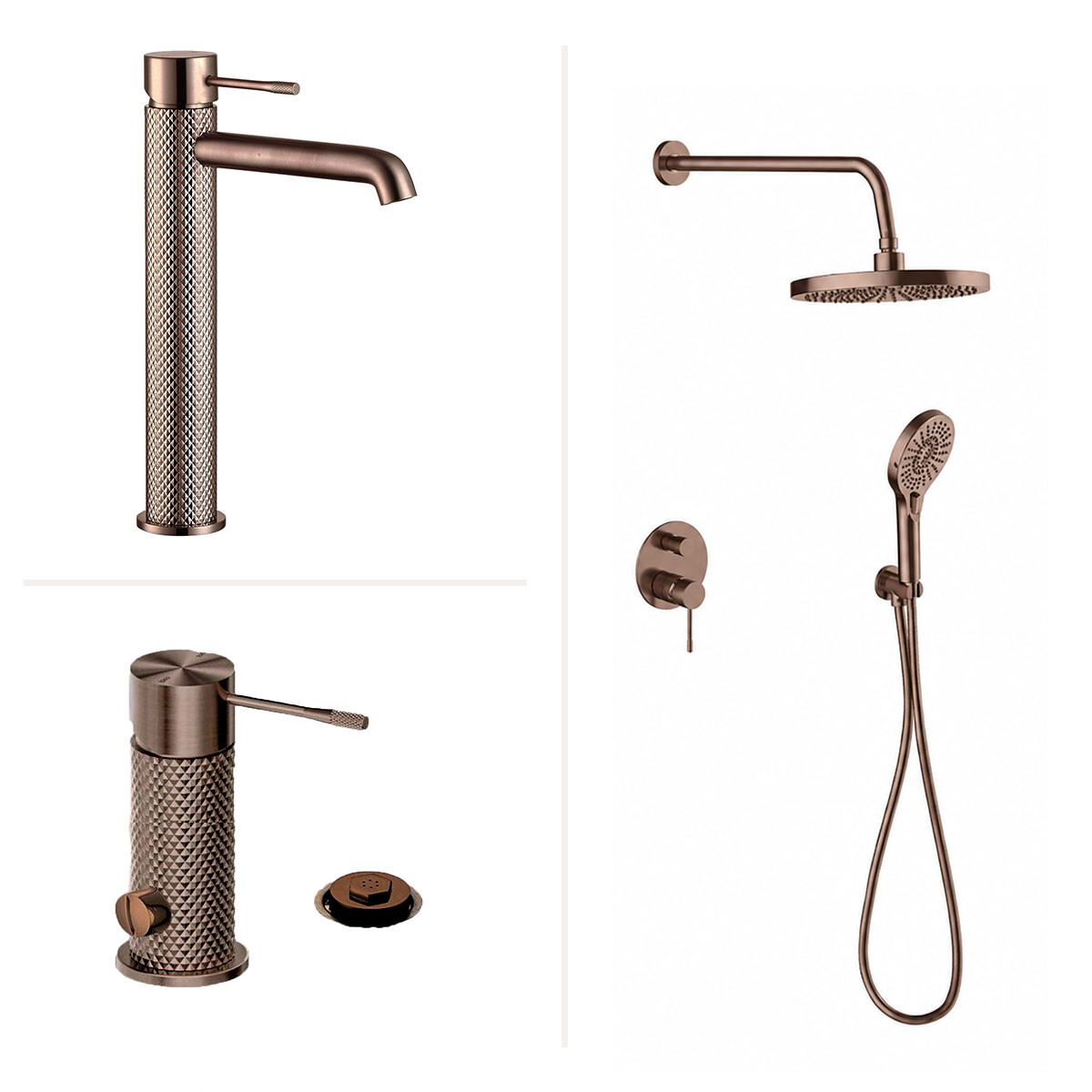 Juego De Griferia Signature Rose Gold Con Lavatorio Alto 