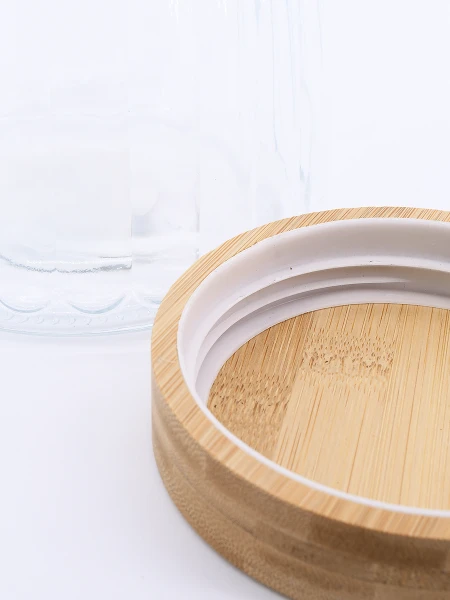 FRASCO CON TAPA DE MADERA CALGARY TRANSPARENTE