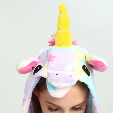 Set p/Adultos Diseño Unicornio con Pijama Entero + Pantuflas Multicolor