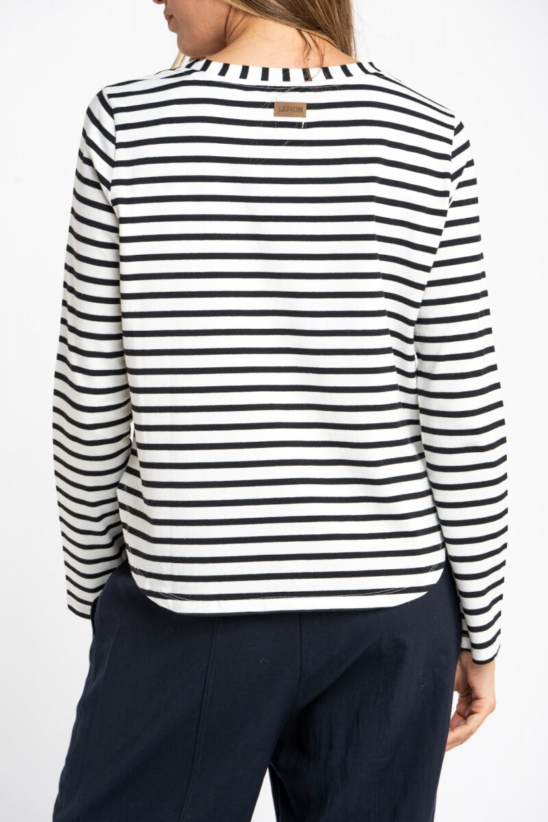 Remera Rayada Algodón Elastano Nácar