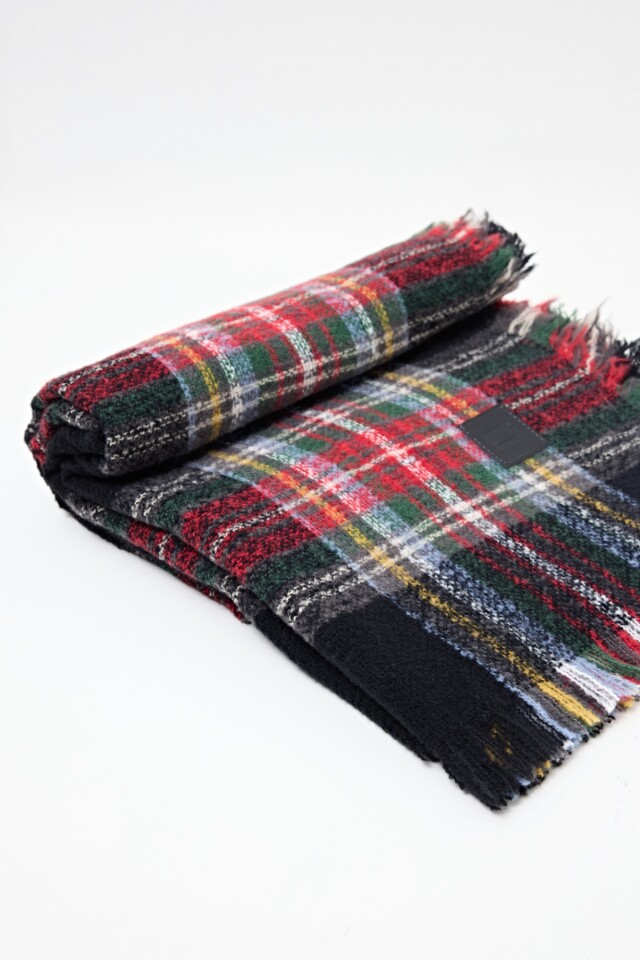 Pashmina a cuadros negro