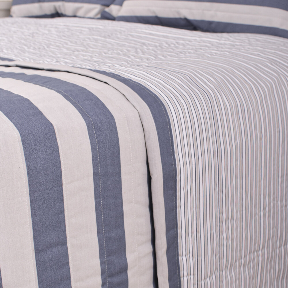 Cubrecama Amelia Raya Beige Azul Twin