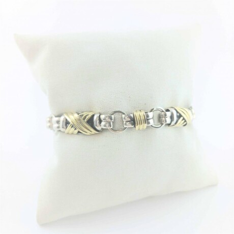 Pulsera de plata 925 con trabas en double de oro 18 ktes. Pulsera de plata 925 con trabas en double de oro 18 ktes.