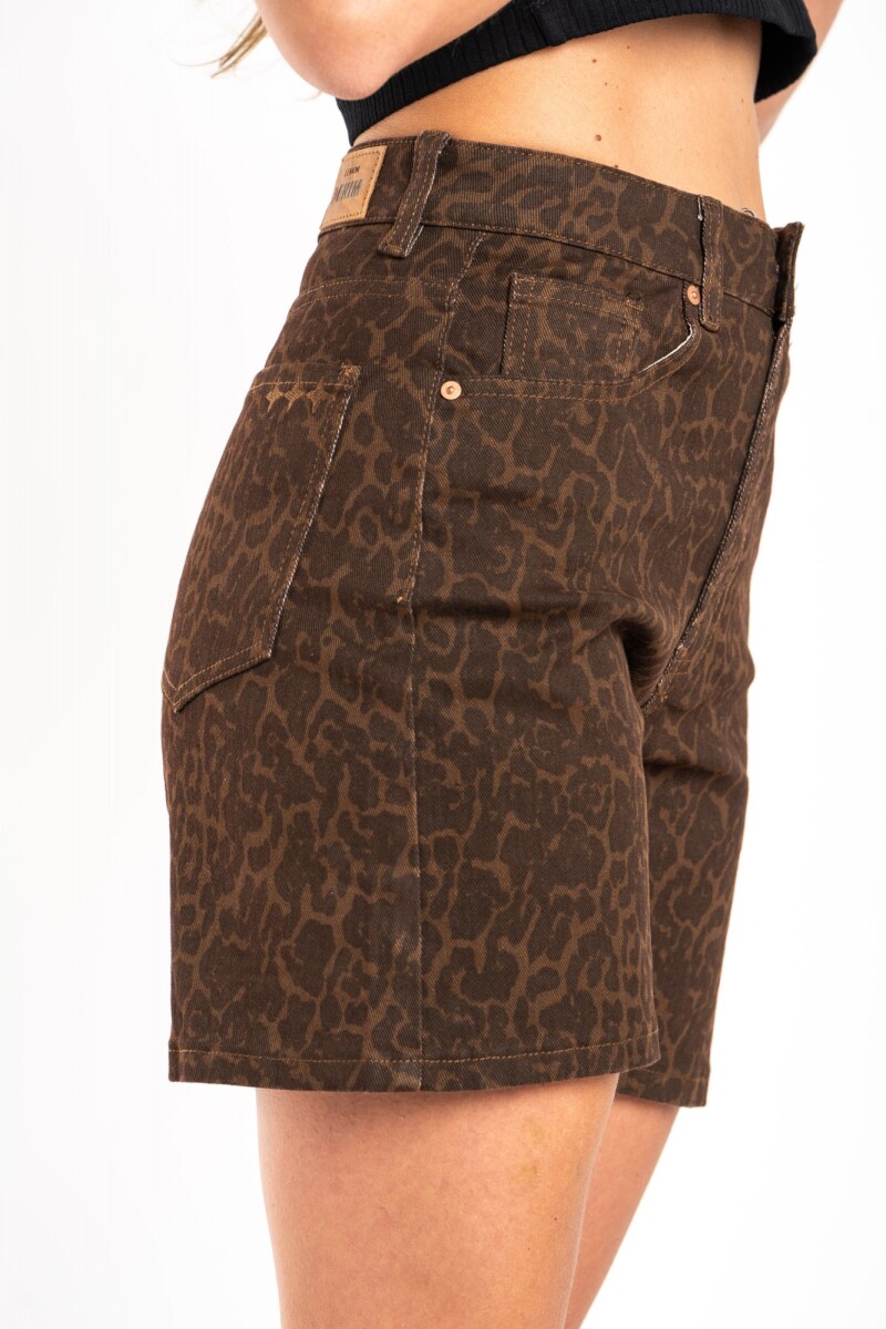 Short Animal Print Marron