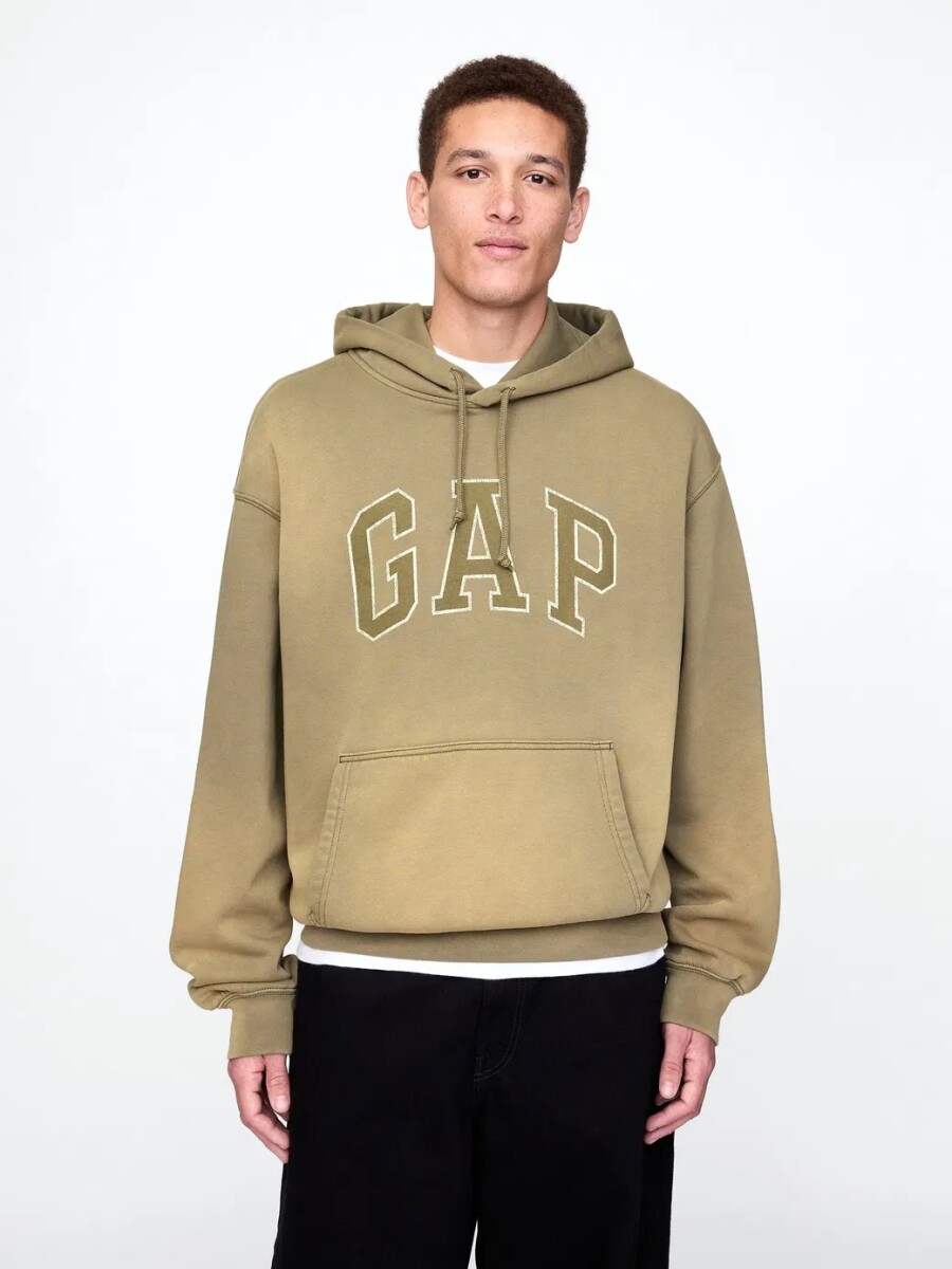 Buzo Canguro Logo Gap Hombre - Thyme 19-0309 Tcx 