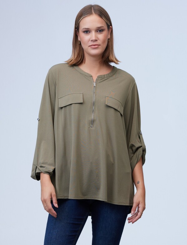 Blusa Oversize Zip OLIVA