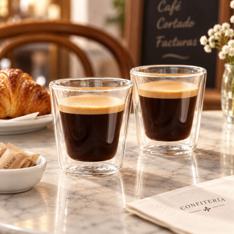 Vasos Café Doble Pared X2 Varenna 80ml Vidrio Borosilicato Transparente