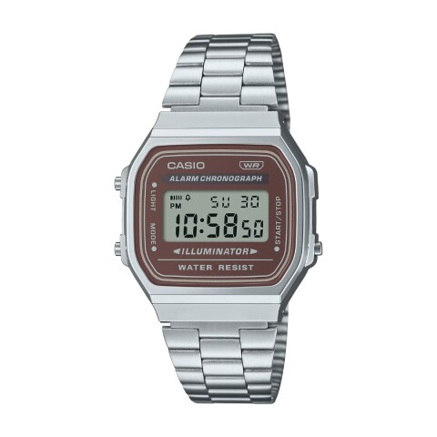 Reloj Casio Retro A168WA 5AYDF Unisex con correa de acero Plateado