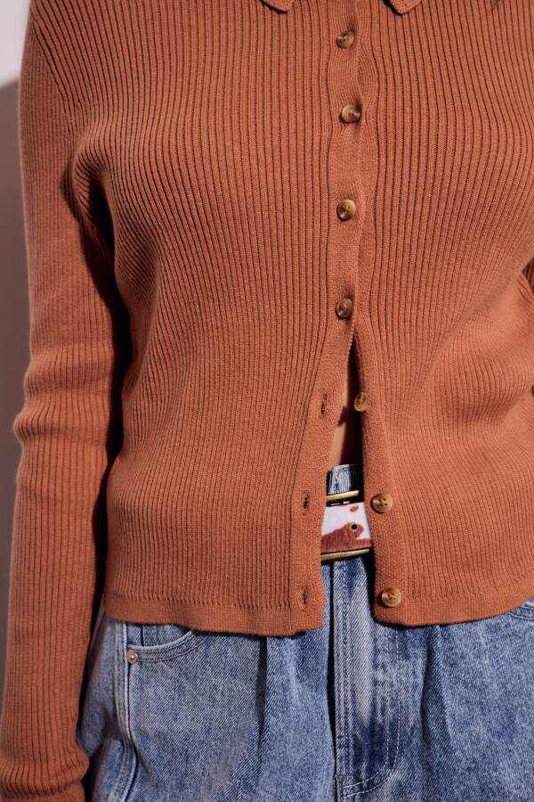 Cardigan Cuello Polo Mocha