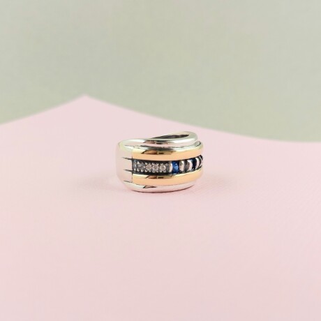 Anillo de plata 925 y double en oro 18 ktes con circonia, Anillo de plata 925 y double en oro 18 ktes con circonia,