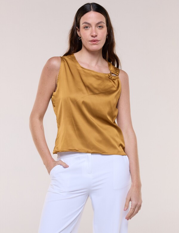 Blusa Escote Asimétrico Aro Dorado TOSTADO