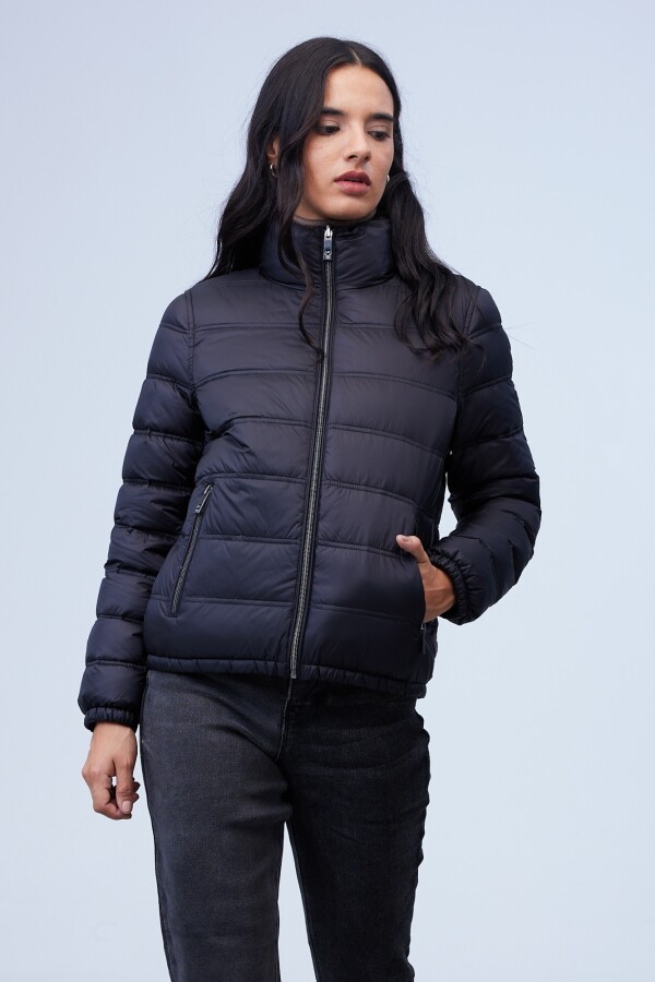 Campera Plumas Reversible NEGRO