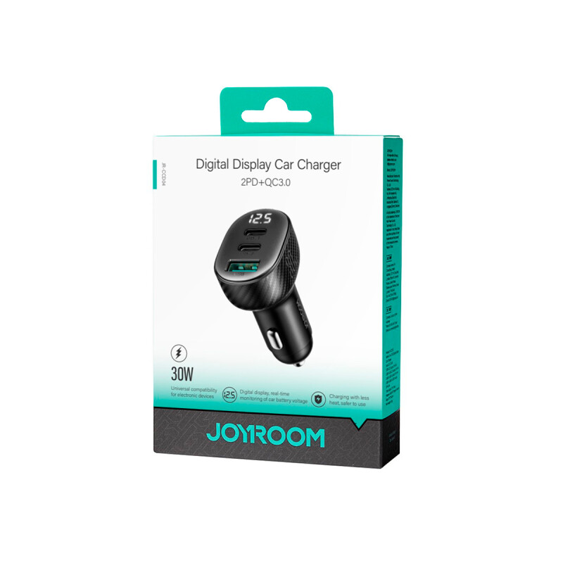 Ficha de carga para auto Joyroom 30W 1 USB-A + 2 USB-C Ficha De Carga Para Auto Joyroom 30w 1 Usb-a + 2 Usb-c