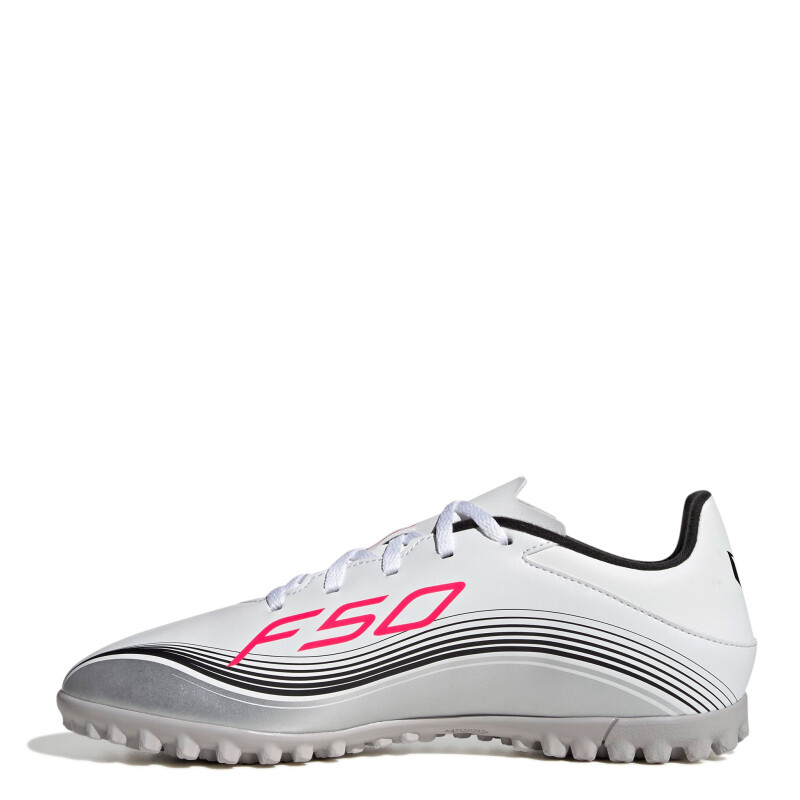 Championes de Fútbol 5 Unisex Adidas F50 Messi Club TF Blanco - Rojo - Negro - Plateado