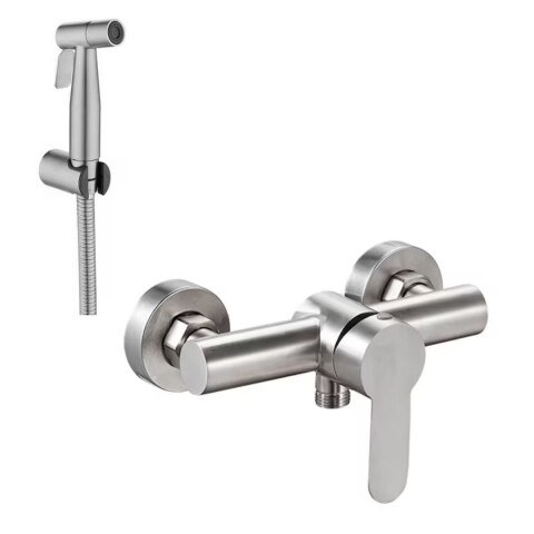 Grifería de ducha higiénica Monocomando de pared Milano Gris satinado Grifería De Ducha Higiénica Monocomando De Pared Milano Gris Satinado