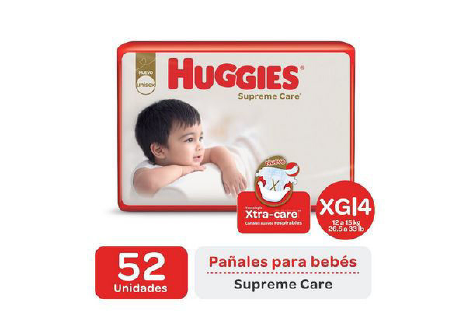 Pañales Huggies Supreme Care XG4-52 