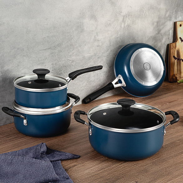 Bateria de cocina azul 4 piezas ceramica "Tunis" -TRAMONTINA TR5484