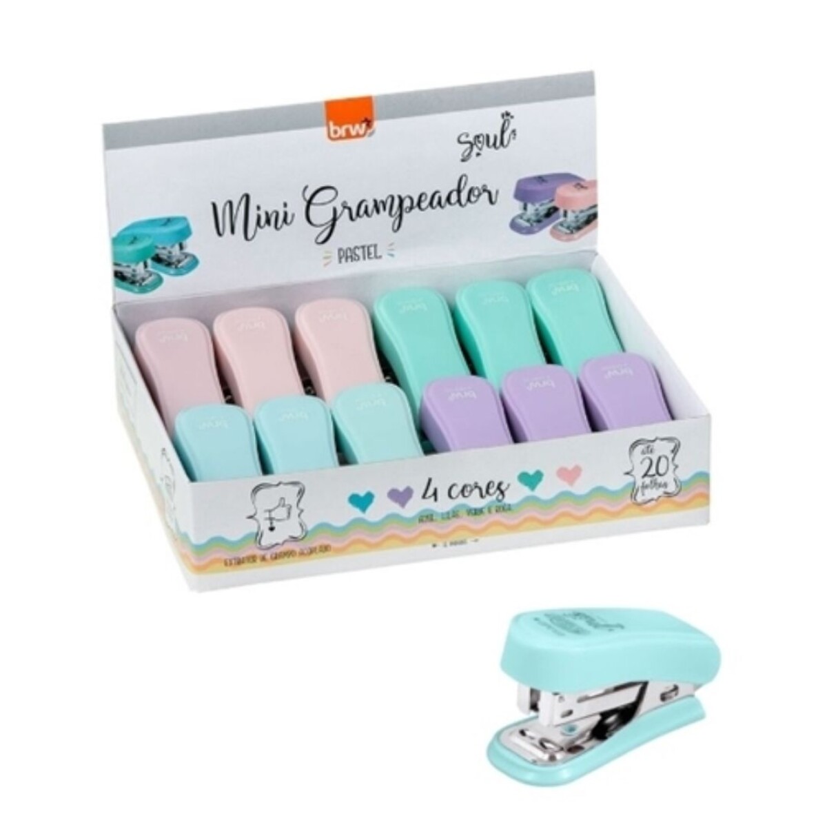 Engrampadora Mini Pastel BRW - Engrampadora Mini Pastel Brw 