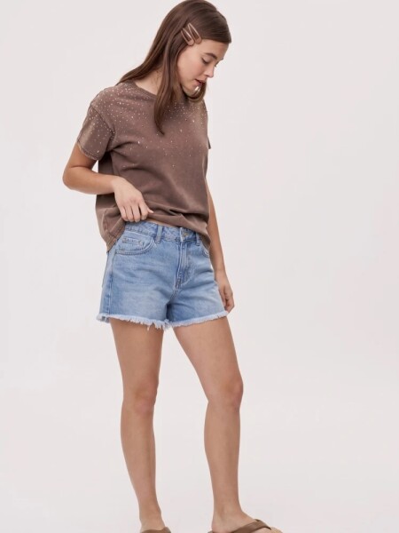 SHORT P.CAKE SOIE CELESTE