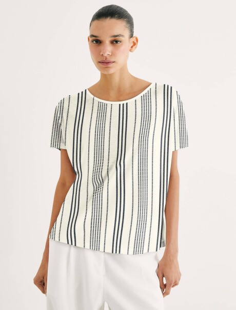 BLUSA ESTAMPADA DE MANGA CORTA  BLANCO