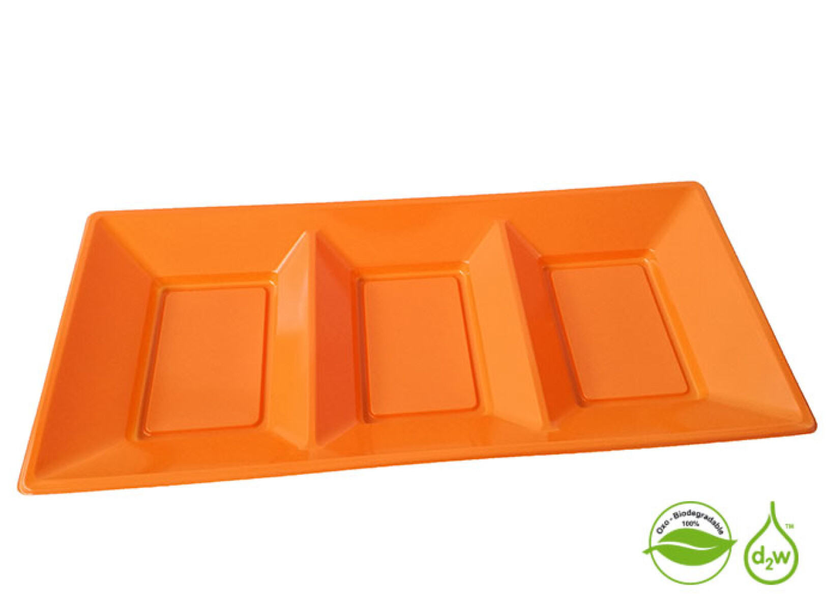 Bandeja Biodegradable Rectangular x3 Unidades - Naranja 