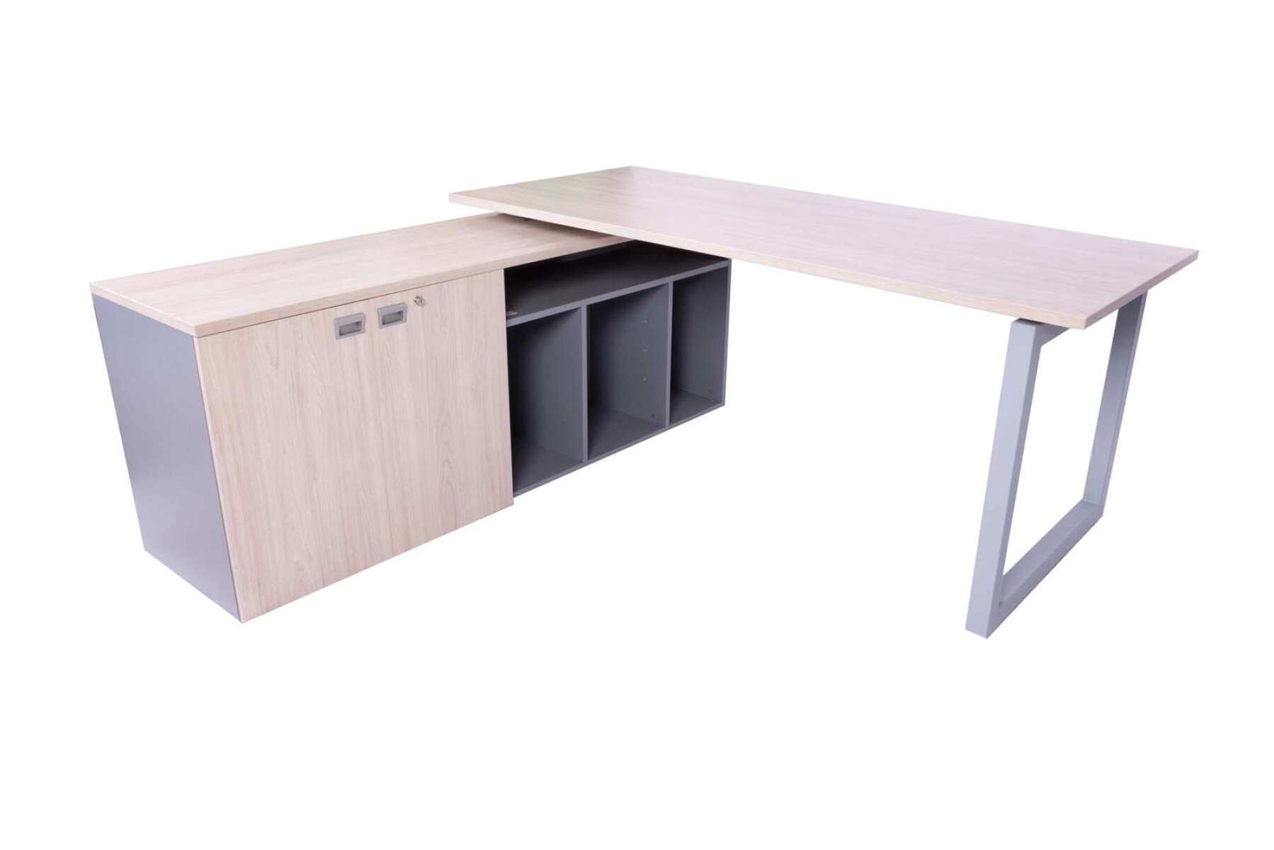 ESCRITORIO ESQUINERO GERENCIAL - MADERA-Y-METAL GRIS WORK 