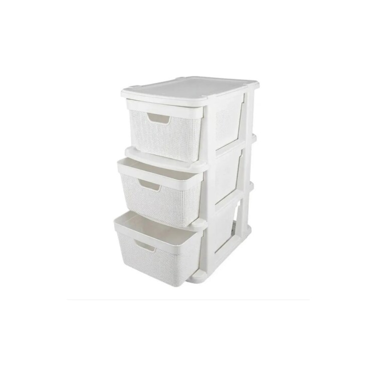 Cajonera Gavetero Estante simil Rattan 3 Cajones 15lt Blanco Cajonera Gavetero Estante simil Rattan 3 Cajones 15lt Blanco