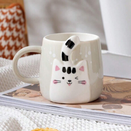 Taza De Cerámica De Diseño Gatito Gris