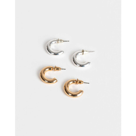 Set De Argollas Biplating Plateado