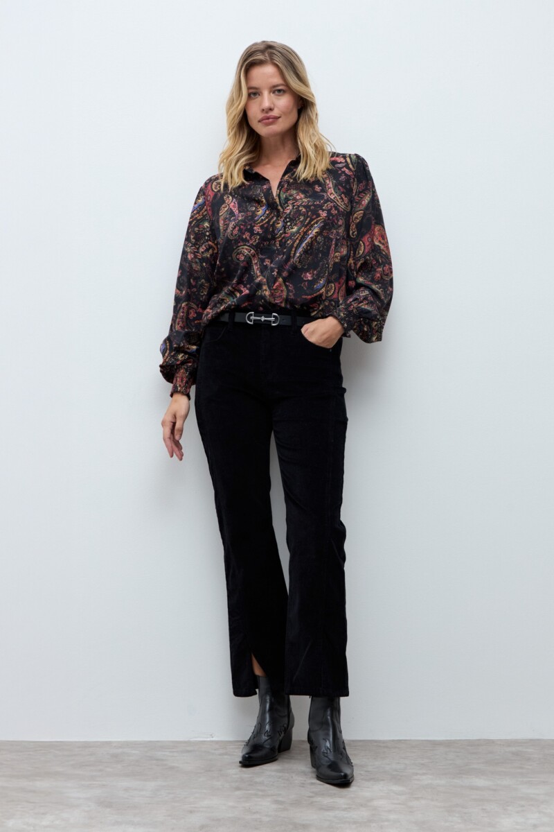 Camisa estampada boho - negro 
