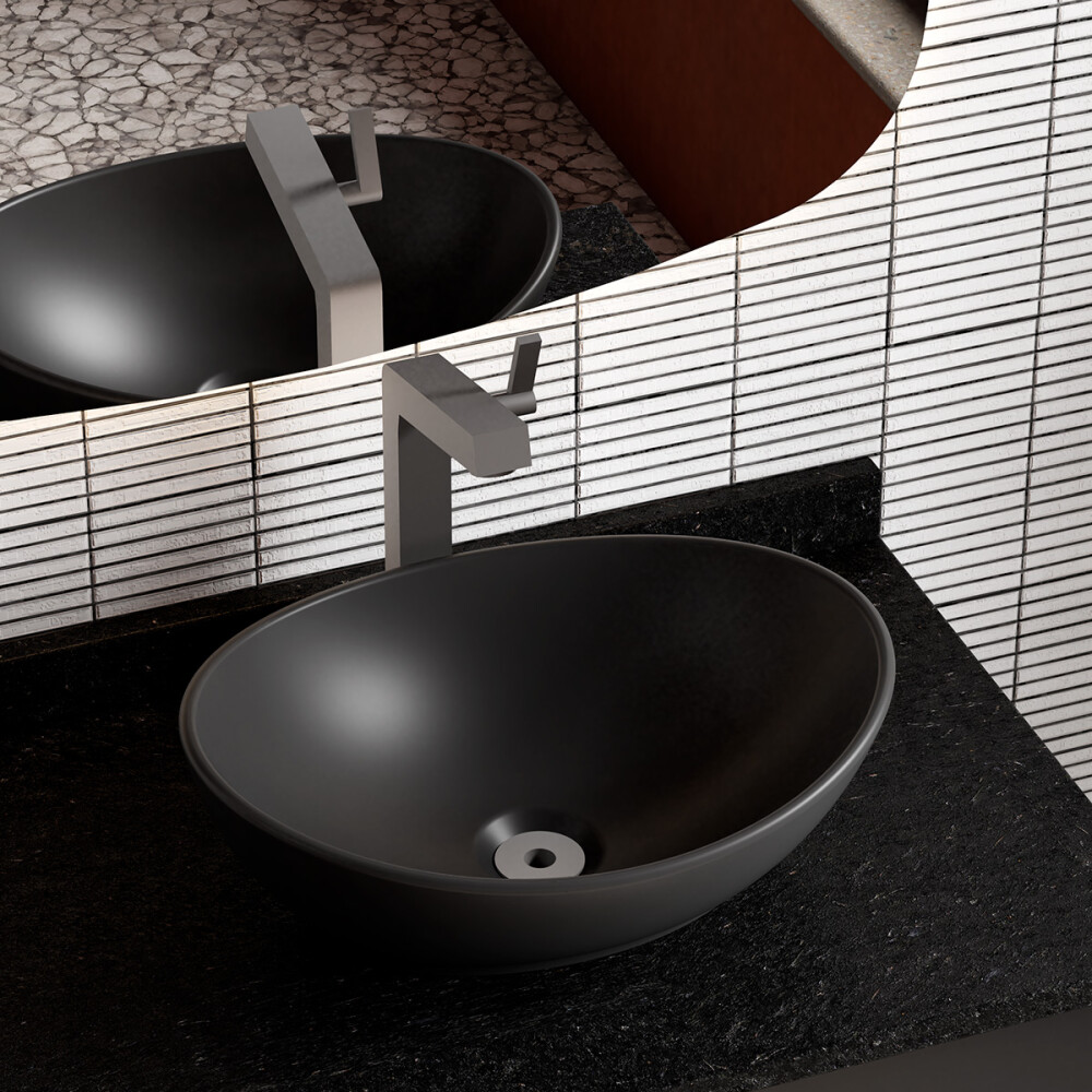 BACHA EN CERÁMICA MODELO BALI NEGRO Bacha En Cerámica Modelo Bali Negro