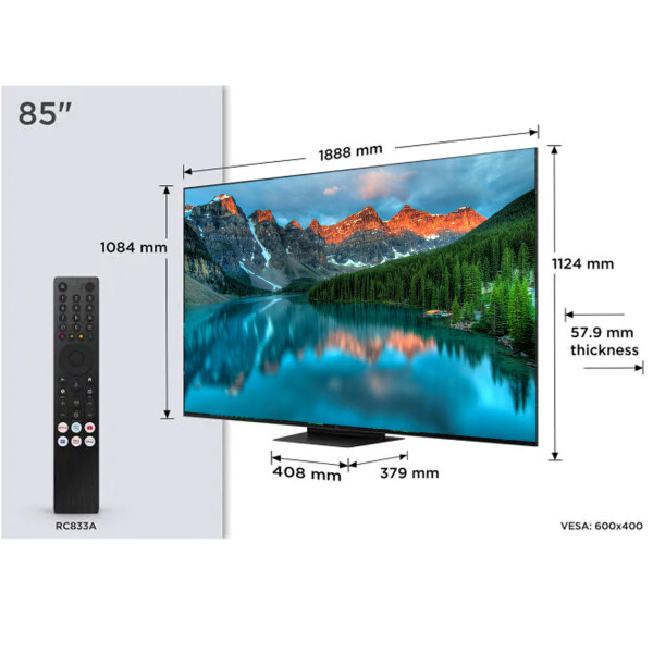 Smart Tv 85 Tcl 85c7k Qled 4k Uhd Hdr Google Tv Dolby TV 85 TCL MINILED 85C7K