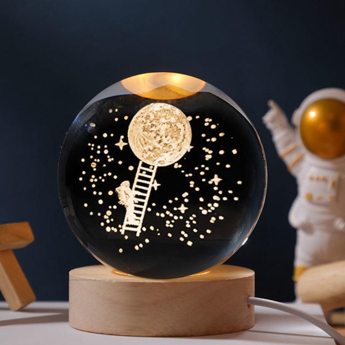 Lámpara Esfera Cristal 3D Ø10cm - Astronauta 