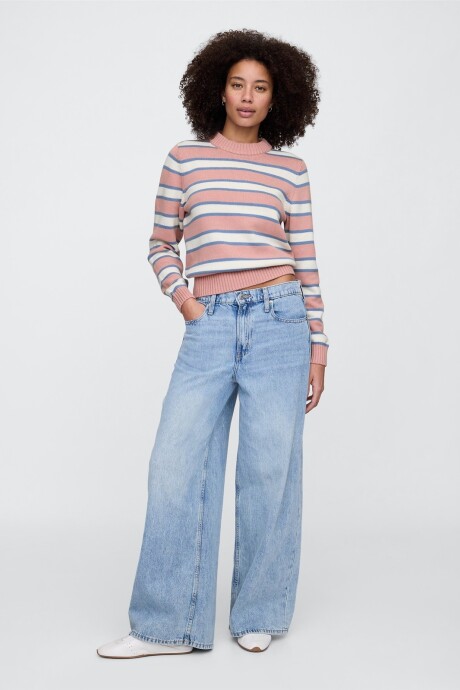 Buzo Algodón Cuello Alto Mujer Pink Stripe