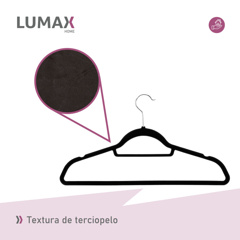 Pack de 5 Perchas de Terciopelo en color Negro Pack de 5 Perchas de Terciopelo en color Negro