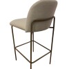 Banco Alto para barra base y patas metal choco leve / Asiento y respaldo tapizado tela Clara Banco Alto para barra base y patas metal choco leve / Asiento y respaldo tapizado tela Clara